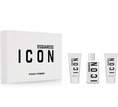Set parfum për goca Dsquared2 Icon Pour Femme, EDP 50ml, 3 pjesë, i bardhë