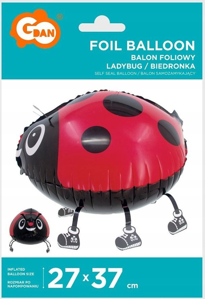Balon folje Godan Ladybird, 27 x 37 cm, i kuq e zi