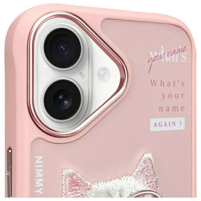 Futera telefoni Nimmy Cool &amp; Cute 2.0 Cat për iPhone 16 6.1", TPU PC, rozë