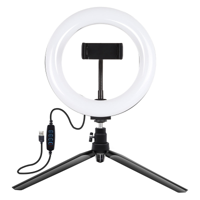 Dritë unazore LED Puluz, 20cm, tripod me mbajtëse telefoni, e bardhë