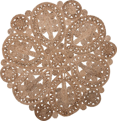 Tapet rrumbullak Beliani BUCAK, jute, Ø120 cm, bezhë