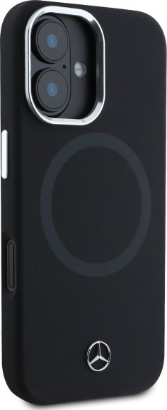 Kapak telefoni Mercedes për iPhone 16 6.1", silikon, MagSafe, i zi