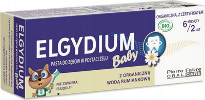 Pastë dhëmbësh xhel Elgydium Baby, për fëmijë 6 muaj 2 vjeç, pa fluor, 30ml