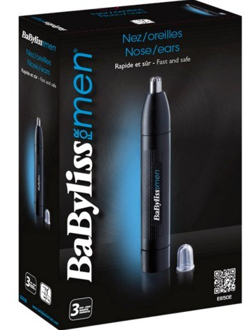 Trimmer për hundë dhe veshë BaByliss Men E650E, kokë rrotulluese, i zi