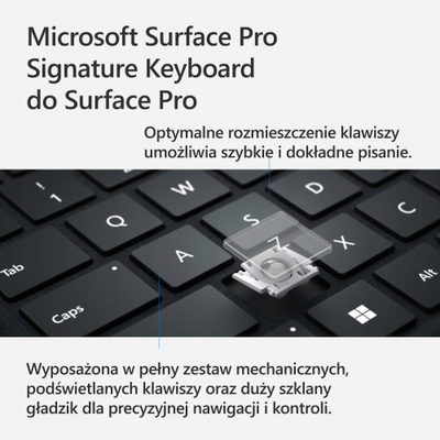 Tastierë Microsoft Surface Pro 11 Keyboard, me hapësirë për pen, me ndriçim, e zezë