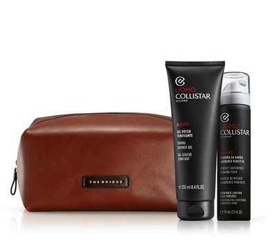 Set për trup Collistar Doccia Tonificante, xhel dushi 250 ml + shkumë rroje 75 ml + çantë kozmetike
