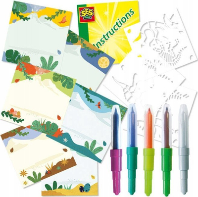 Set vizatimi SES Creative Dinosaurs Magic, airbrush me frymë, stilolapsa që ndërron ngjyrë, shumëngjyrësh
