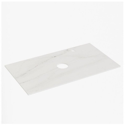 Pllakë banjoje Dekton Rem, 81 x 46 x 1.2 cm, vrimë për lavaman, e bardhë mermeri