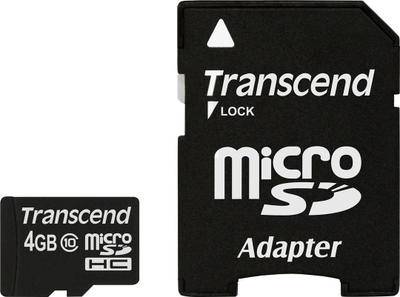 Kартичка меморија Трансенд МикроСДХЦ TS4GUSDHC10, 4GB, Класа 10, со адаптер