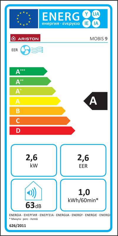 Klimë portative Ariston Mobis 9, 2600 W, e bardhë