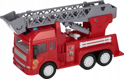 Lodër kamion zjarrfikës Mega Creative Engineering Truck, me shkallë lëvizëse, me drita dhe zë, i kuq