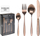 Set lugë-pirunash Excellent Houseware, 16 copë, çelik inox, ngjyrë bakri