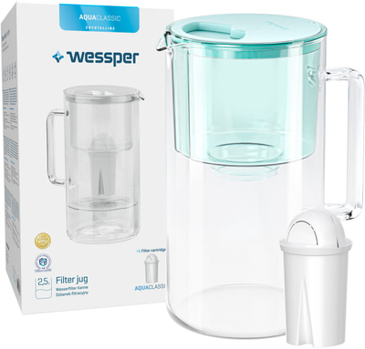 Карафа стаклена Wessper AquaClassic Crystalline, 1.7L, транспарентна