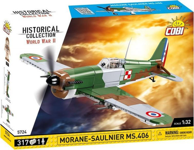 Set ndërtimi COBI Historical Collection Morane-Saulnier MS.406, 317 copa, shkallë 1:32, jeshile kamuflazh