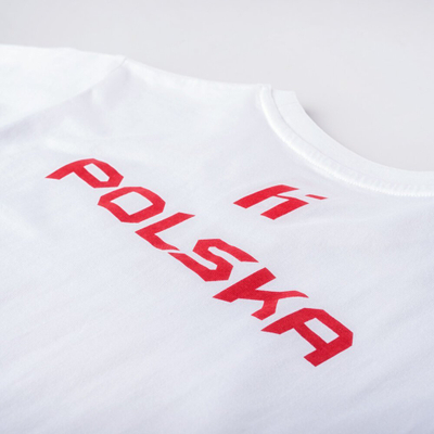 Bluzë sportive për kalamaj Huari Poland Fan Jr, pambuk 100%, e bardhë