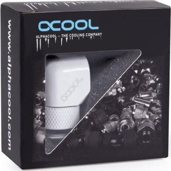 Fiting rrotullues 90° Alphacool Eiszapfen, G1/4, për ftohje uji PC, i bardhë