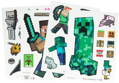 Декоративни налепници Microsoft Minecraft Decals, сет од 35 парчиња, повеќебојни