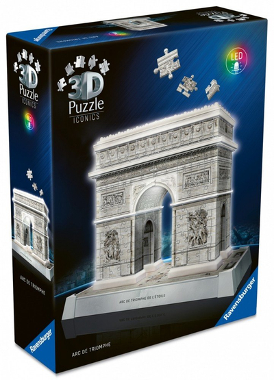 Puzzle 3D Ravensburger Iconics Arc de Triomphe, me LED, dekorativ, shumëngjyrësh