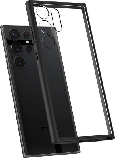 Mbrojtëse telefoni Spigen Ultra Hybrid për Samsung Galaxy S23 Ultra, transparente, matte, e zezë
