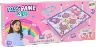 Loja shkathtësie Leantoys Skill Game 2 in 1, qese fasulesh dhe unaza, unikorn