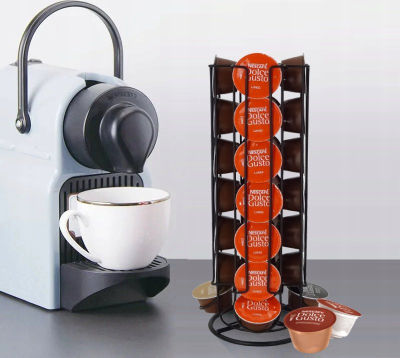 Stendë rrotulluese për kapsula kafeje Dolce Gusto, 28 kapsula, çelik inox, e zezë mat
