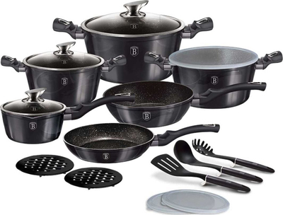 Set tenxheresh Berlinger Haus Carbon Pro Line, 18 pjesë, mermer, gri e errët
