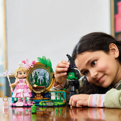 Set figurina ndërtuese Elphaba dhe Glinda, lodra koleksionare, shumëngjyrëshe