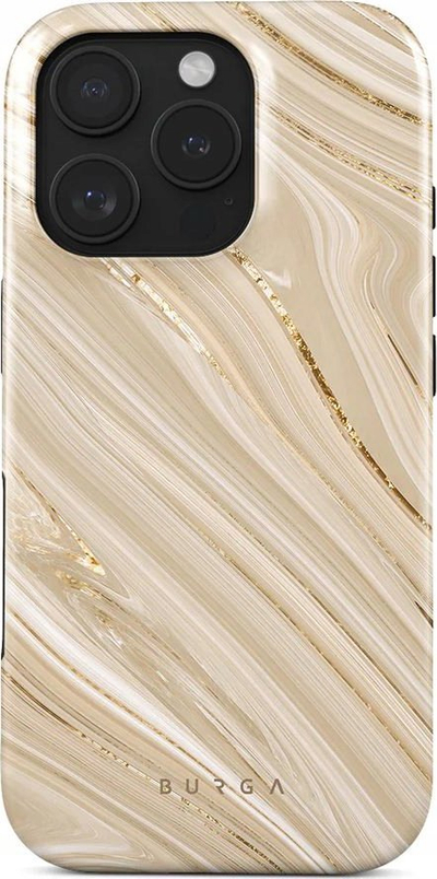 Maskë mbrojtëse Burga Full Glam Tough MagSafe për iPhone 16 Pro Max, silikon dhe plastikë, e zezë dhe bezhë