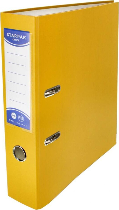 Dosje klasore Starpak Binder A4, shpinë 75mm, skaje metalike, e verdhë