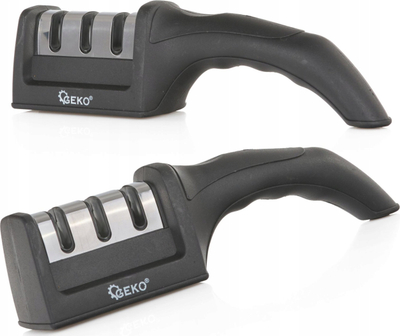 Mprehës thikash üçfazësh Three-Stage Kitchen Knife Sharpener, për thika dhe gërshërë, dorëz ergonomike, i zi