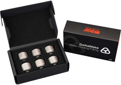 Set fittingash watercooling Thermal Grizzly DeltaMate HT14, për hard tube 14 mm, 6 copë, nikel mat