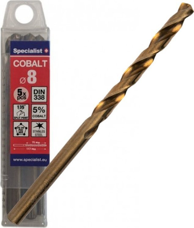 Set spiralë stërvitje Bloomsbury SG Swivel Screw, 8mm, HSS kobalt, ngjyrë ari