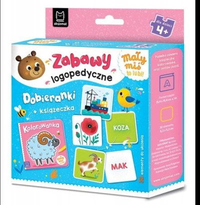 Libër lojrash për terapinë e të folurit Little Bear Likes It, fletore me përputhje kartash, me ngjyra