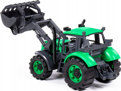 Lodër traktor ngarkues Polesie Progress, me prapambetje, me kovë përpara, jeshile