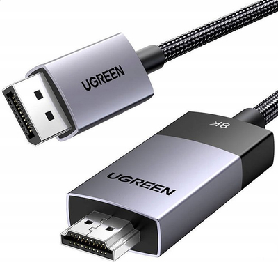 Кабел UGREEN DisplayPort во HDMI, 8K 60Hz, 4K 120Hz, 1m, црн