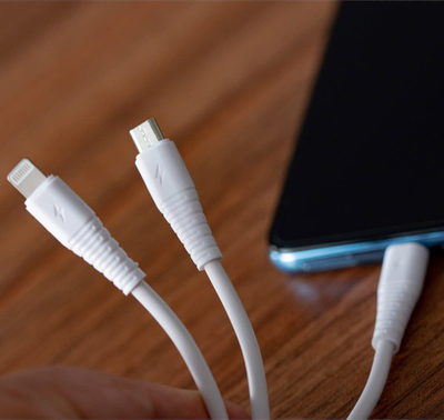 Kabllo karikimi Vayox 3in1, Micro USB USB C Lightning, 1m, e bardhë