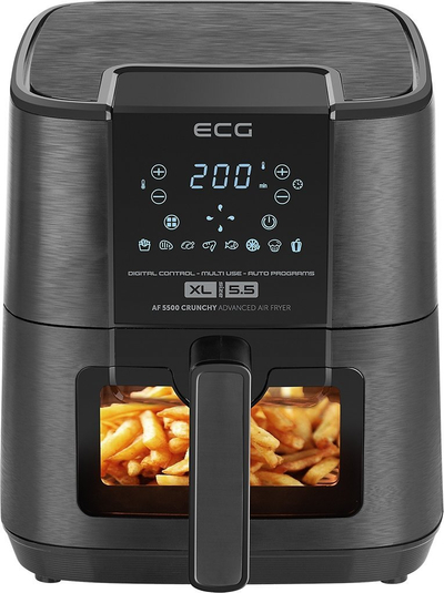 Фритеза на жежок воздух ECG Crunchy AF-5500, 5.5L, 1500W, црна