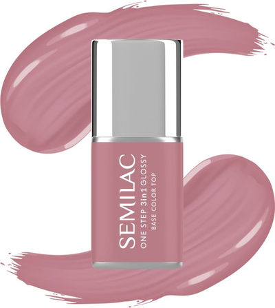 Llak gjysmë-permanent Semilac One Step Glossy S201 Earth Pink, 3 në 1, rozë