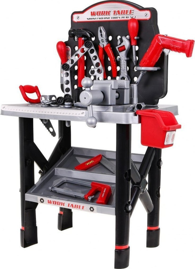 Set lodër punëtori Shunfenglong Work Table, mbi 50 pjesë, 74cm, gri e kuqe