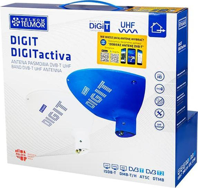 Antene TV Telkom Telmor DIGIT ACTIVA DVB T UHF, e bardhë