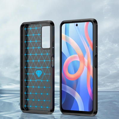 Заштитна маска за телефон Xiaomi Redmi Note 11, флексибилен TPU, карбон дизајн, црна