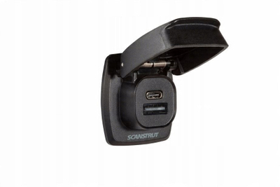 Prizë karikimi detare Scanstrut Flip Pro Plus, USB A edhe USB C, 12V / 24V, e zezë