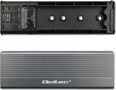 Kuti aluminiumi për SSD M.2 SATA Qoltec, USB 3.0 USB-C, deri 2TB, gri