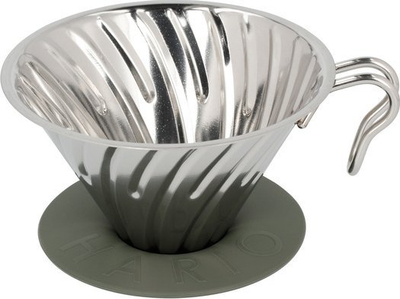 Dripper kafeje Hario V60 Outdoor Metal 02, madhësia 02, metal, ngjyrë argjendi