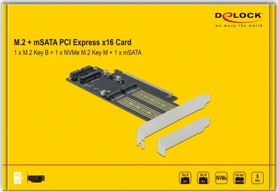 Kartë zgjerimi Delock PCIe 4.0 x16 90486, M.2 M Key dhe B Key, mSATA, e zezë