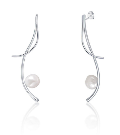 JwL Luxury Pearls Сребрени Обетки со Барокни Бисерни