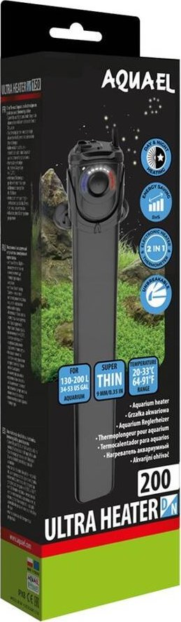 Ngrohës akuariumi Aquael Ultra Heater Day & Night, 200W, plastik, i zi