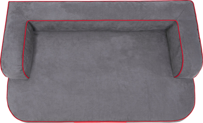 Shtrat ortopedik për qen HobbyDog XL, 100x62 cm, me mbulesë me zinxhir, gri me të kuqe