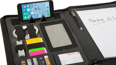 Organizues personal Genie 12668, A4, lëkurë artificiale edhe najlon, i zi