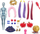 Kukull Barbie Color Reveal Glitter Hair Swaps, 25 surpriza, 10 copa flokësh, blu me shkëlqim